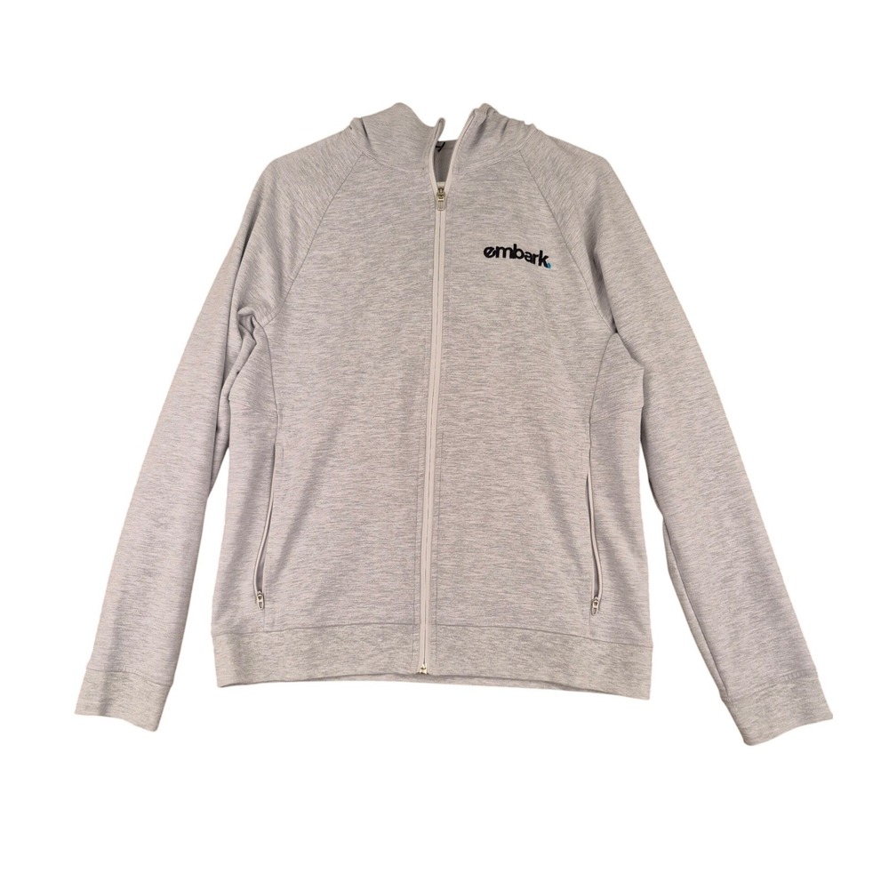 Lululemon City Sweat Full Zip Hoodie Mens Medium Grey Heather Embark Logo